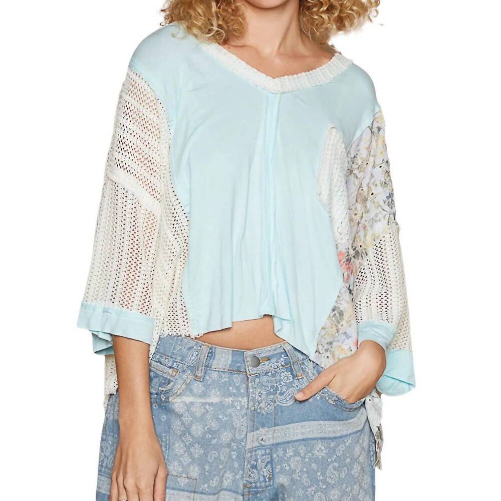 NEW POL v neck top in baby blue - Picture 3 of 4